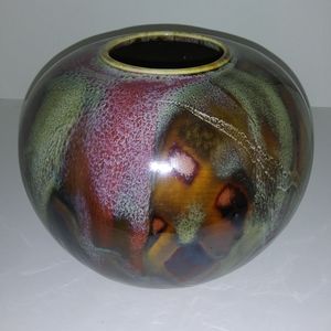 Multi-colored ceramic glossy contemporary vase